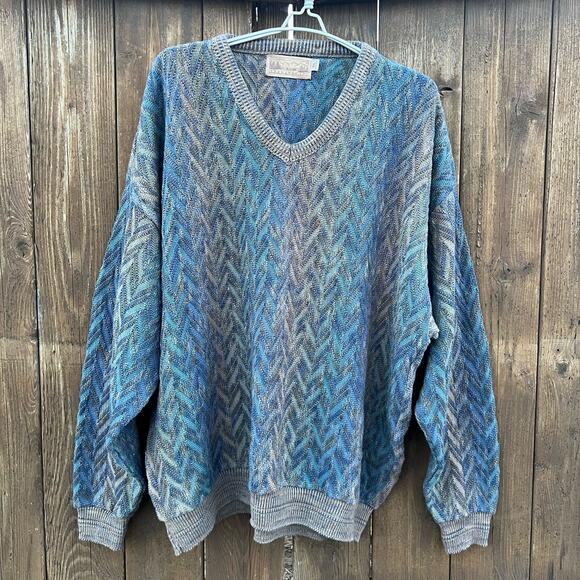 Vintage 90s Shenandoah natural Koogie 3-D Chevron weave knit sweater XXL - Picture 1 of 6